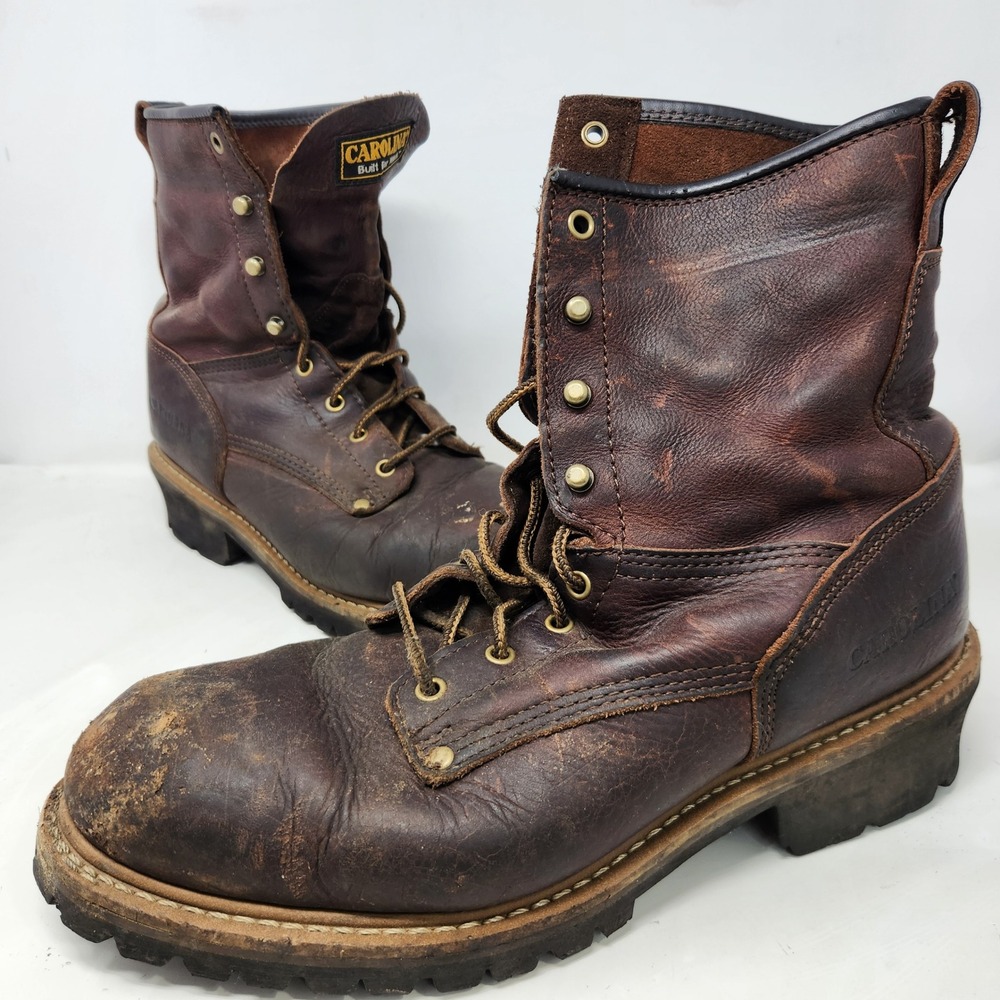Carolina 1821 Mens 14 2E Brown Leather Steel Toe EH Logger Work Boots